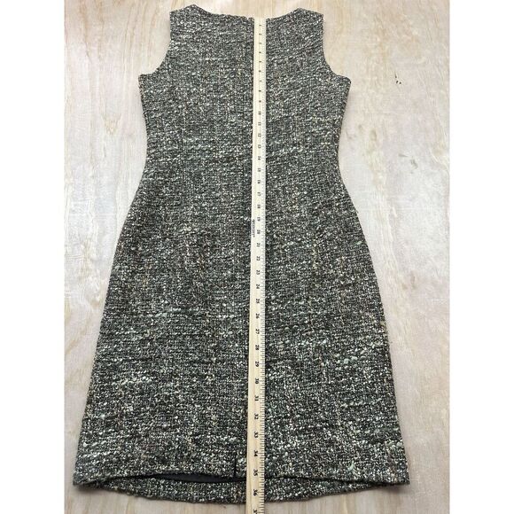 Talbots Tweed Sheath Dress Size 4 Green Brown Sleeveless Wool Blend - Picture 4 of 5